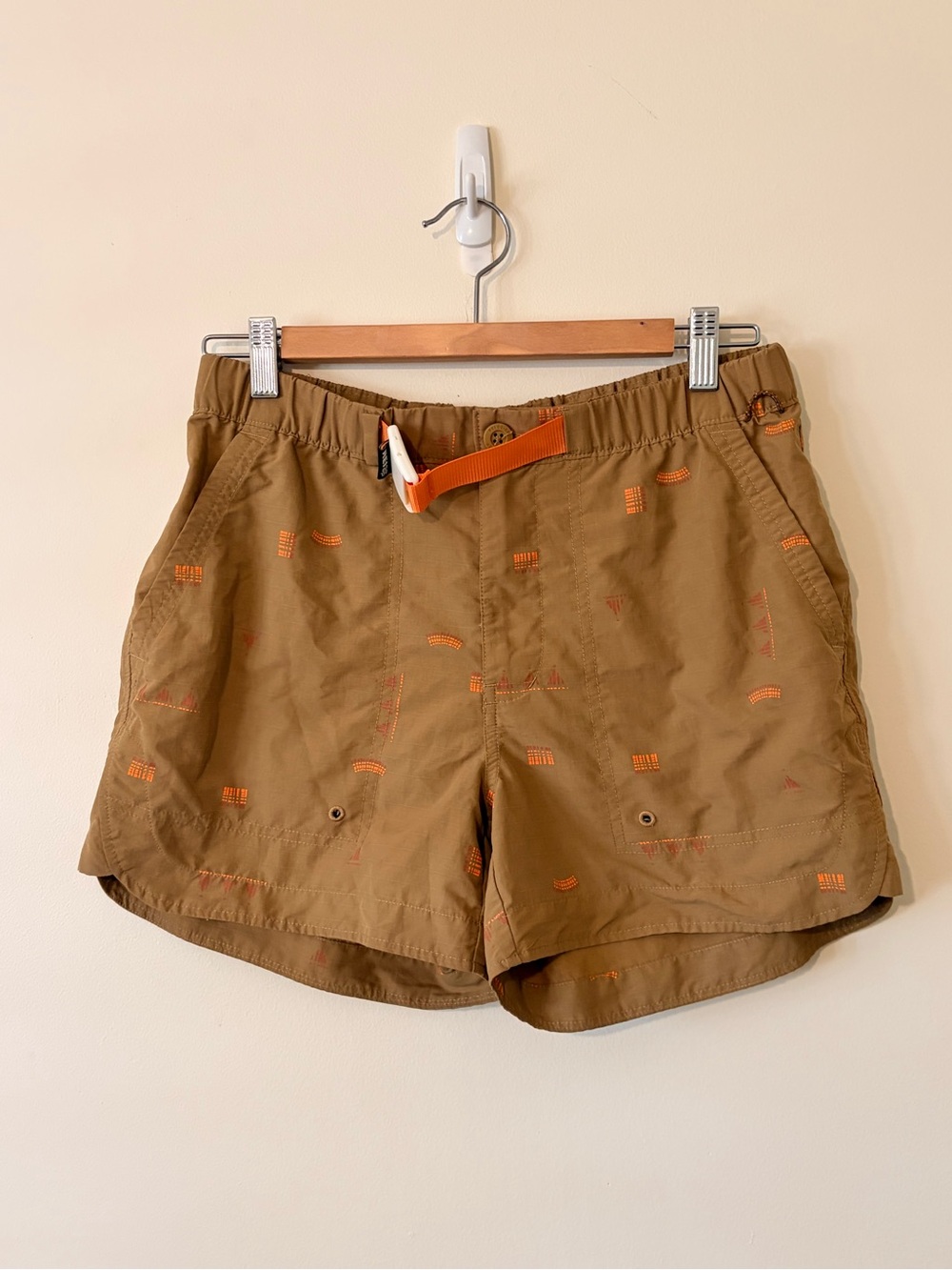 REI Brown Athletic Shorts with Orange Belt S